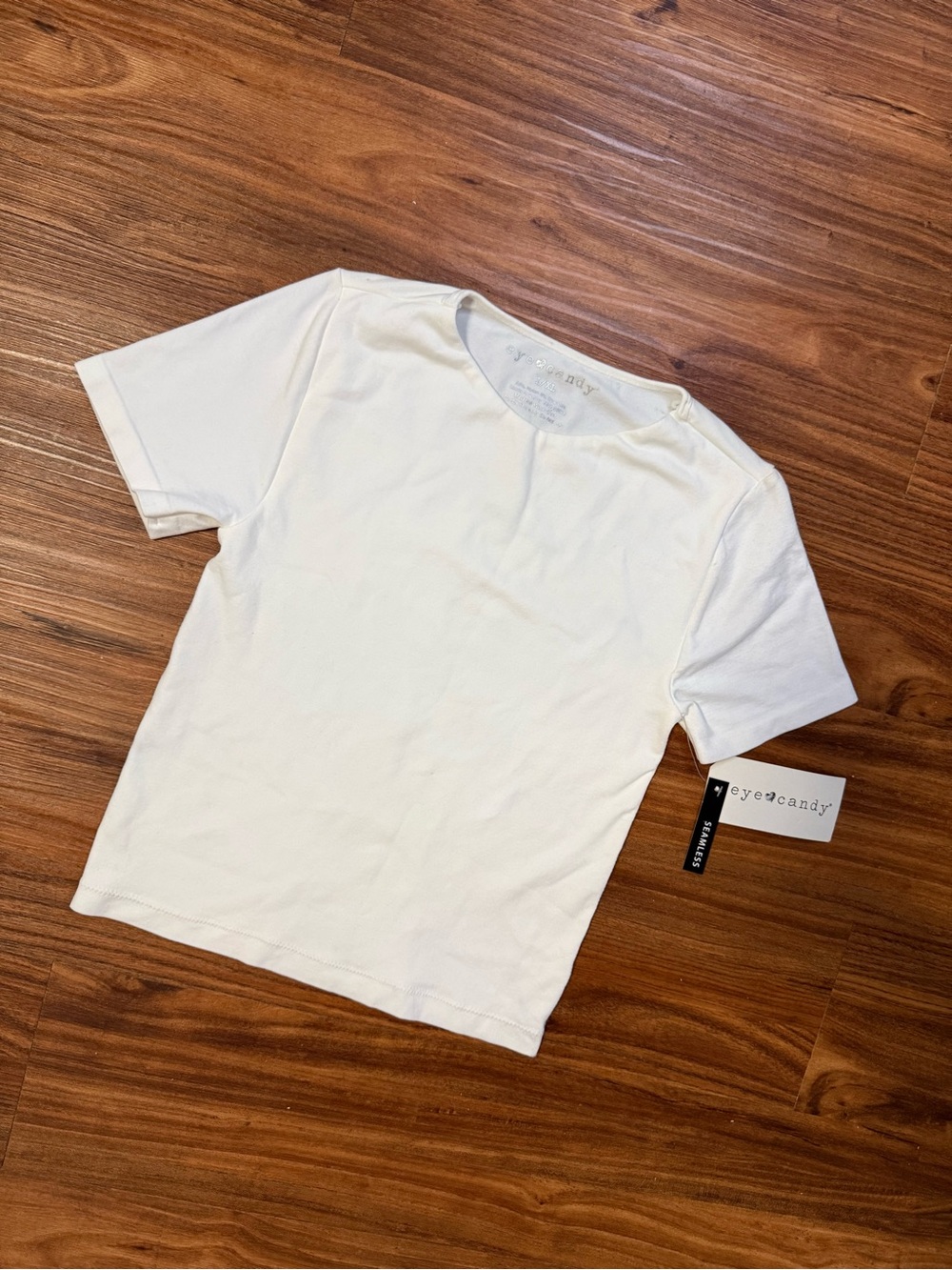 Off White Women Crew Neck Stretchy T-Shirt